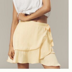 Anthropologie Light Yellow Wrap Skirt